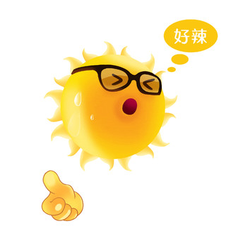 黄色卡通太阳好辣高温酷暑天气表情包元素GIF动态图太阳出汗元素